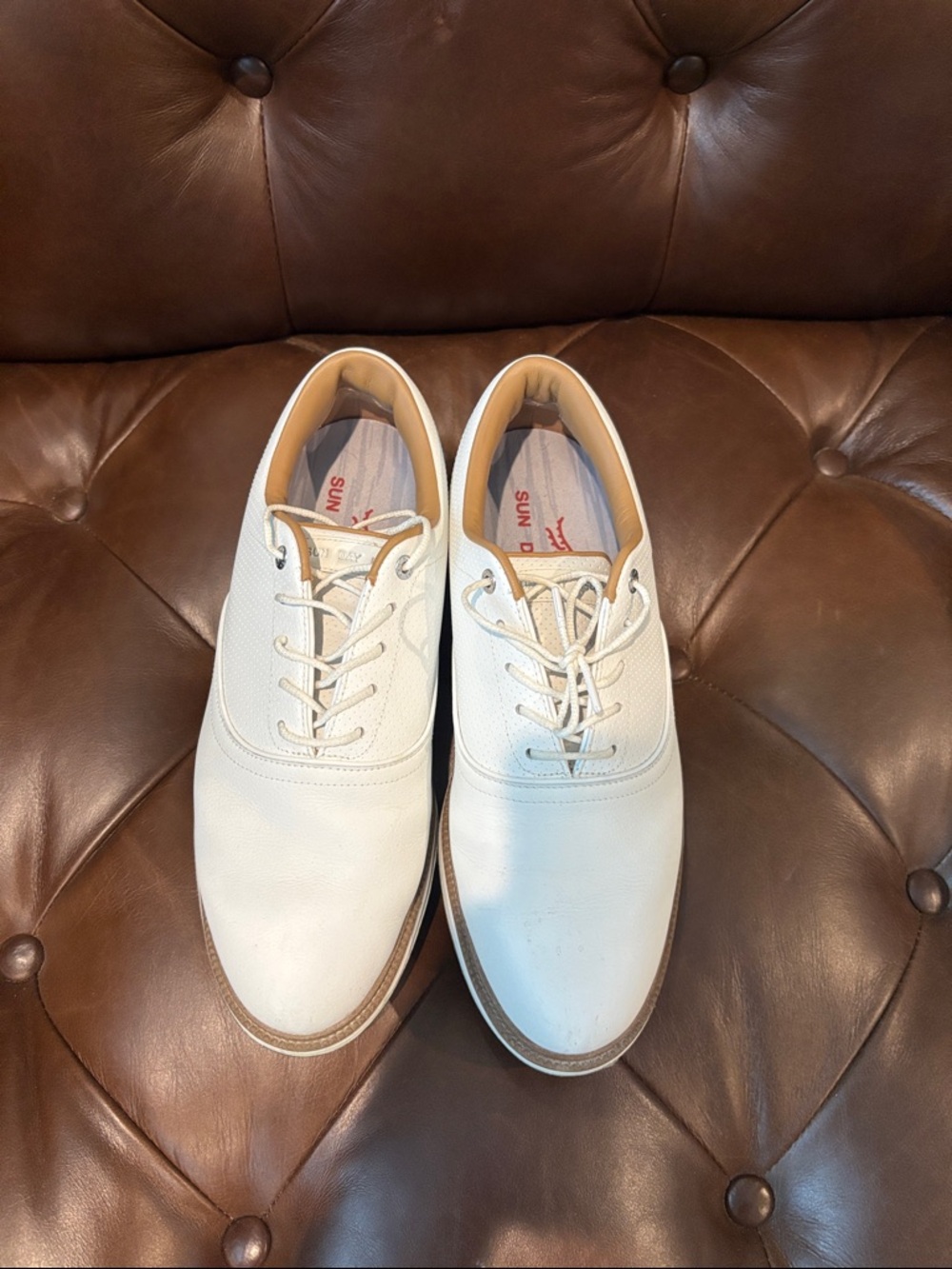 Men's White Derby Lace-Up Shoes with Contrast Trim